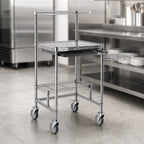 Thumbnail image #3 for Eagle Group MCWS2424C Mobile Chrome Computer Workstation with Keyboard Drawer, Open-Wire Tabletop, Cantilever Shelf and Casters, 24 x 24 Inches