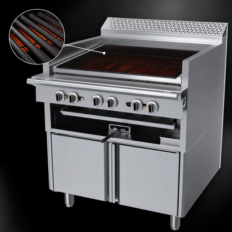 Product image #3 for Garland Cuisine Series Heavy Duty 36-Inch Gas Charbroiler Range with Open Cabinet Base and Cast Iron Radiants