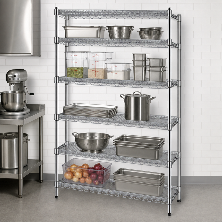 Product image #3 for Heavy Duty 5-Tier Wire Shelving Unit, 36"W x 14"D x 84"H, 800 lb. Capacity, Chrome Finish
