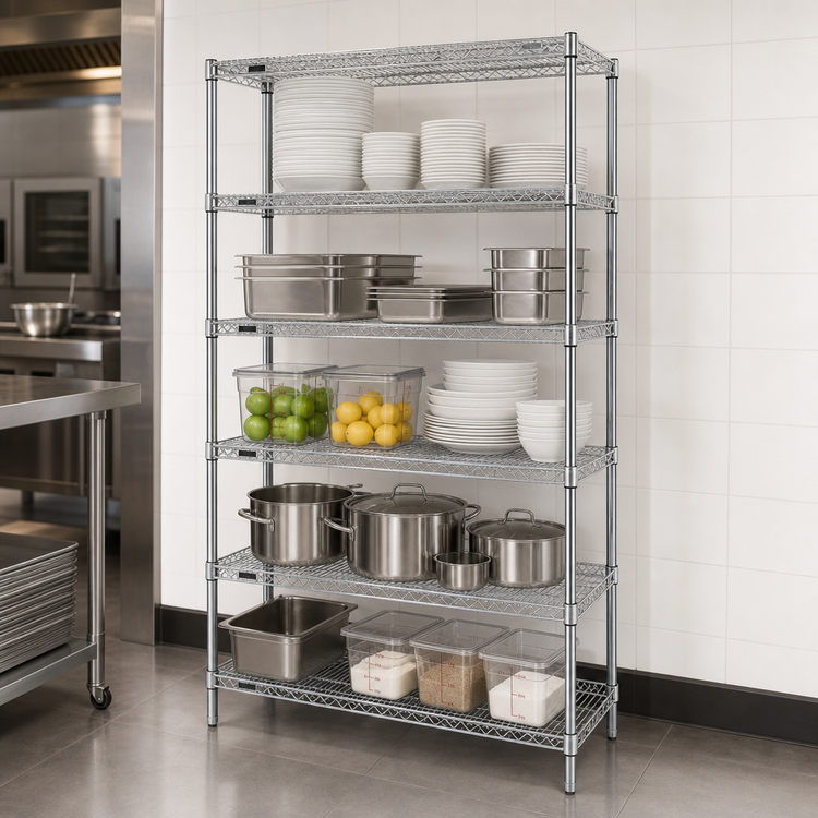 Product image #3 for Redipak 5-Tier Stationary Wire Shelving Unit, 36"W x 18"D x 74"H, Zinc Finish