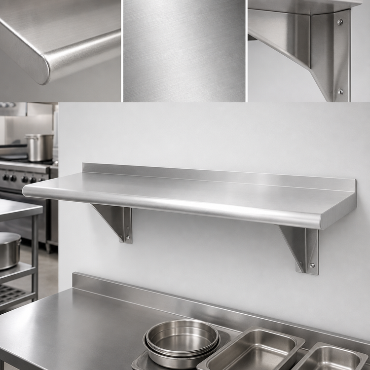 Product image #3 for Advance Tabco 36-Inch x 12-Inch Wall-Mounted Shelf with Bullnose Front Edge
