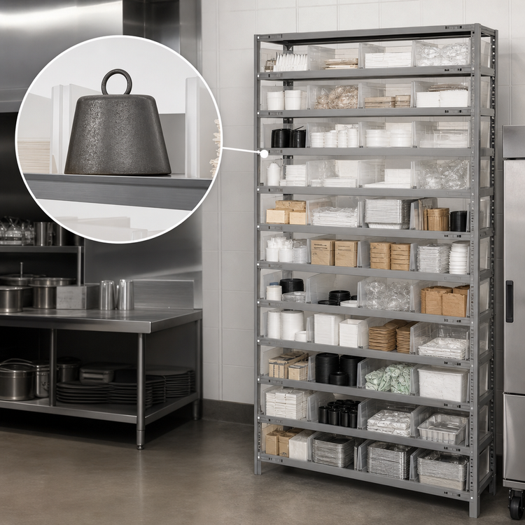 Product image #3 for Quantum Heavy-Duty Stationary Wire Shelving Unit with 13 Shelves and 48 Clear Bins, 36 x 12 x 75 Inches