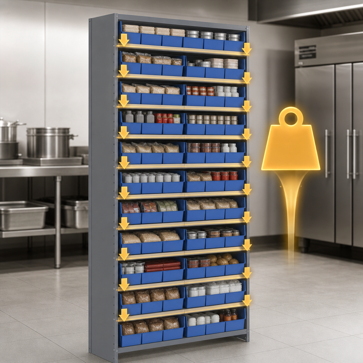 Product image #3 for Quantum Closed Heavy-Duty Stationary Wire Shelving Unit with 13 Shelves and 72 QED601 Bins, 36 x 12 x 75 Inches