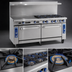 Thumbnail image #3 for 72-Inch Gas Restaurant Range with 6 Open Burners, 36-Inch Griddle, Convection Oven, and Cabinet Base