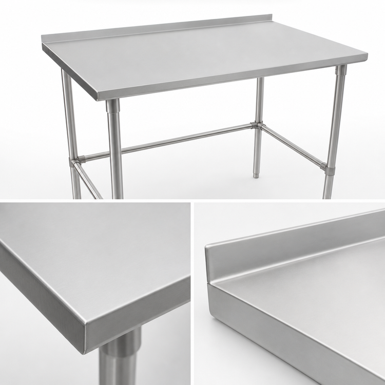 Product image #3 for John Boos Stallion 30-Inch x 30-Inch Square Stainless Steel Work Table with 1-1/2-Inch Rear Backsplash