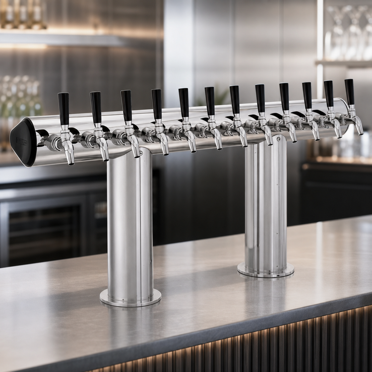 Product image #3 for 12-Faucet Winged Bridge Glycol-Cooled Countertop Beer Draft Tower, Polished Chrome