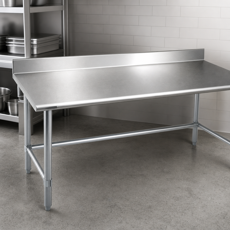 Product image #3 for Eagle Budget Series 48" x 30" 430 Stainless Steel Work Table with 4-1/2" Backsplash and Galvanized Base