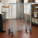 Thumbnail image #3 for Metro Super Erecta qwikSLOT SEC53ECQ Mobile Chrome-Plated Wire Security Cage, 40-3/4"W x 27-1/4"D x 68-1/2"H, No Shelves