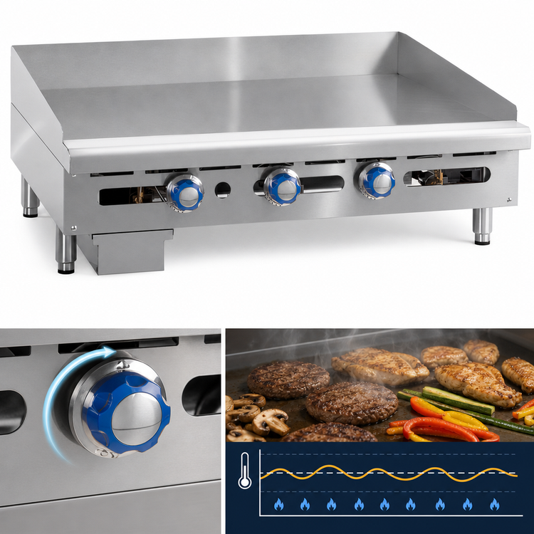 Product image #3 for Imperial ITG-36 36-Inch Countertop Gas Griddle with Thermostatic Controls, 1-Inch Smooth Steel Plate