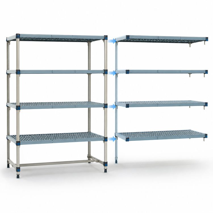 Product image #3 for MetroMax Q 5-Shelf Add-On Polymer Shelving Unit, 60"W x 21"D x 74"H