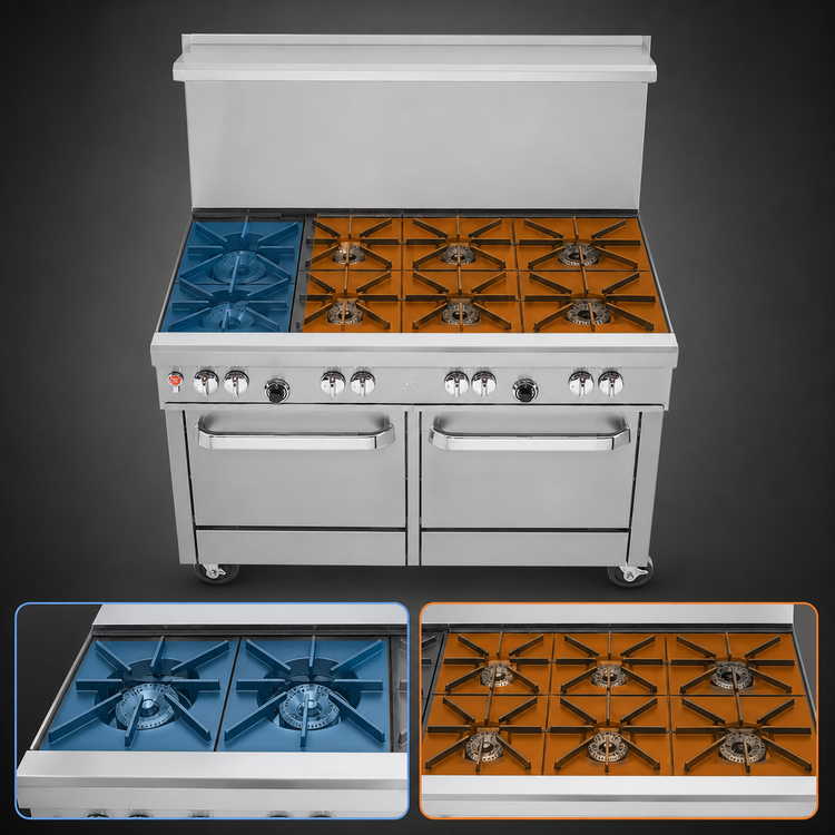 Product image #3 for Southbend Ultimate 48-Inch Commercial Gas Range with 6 Burners and 2 Space Saver Ovens