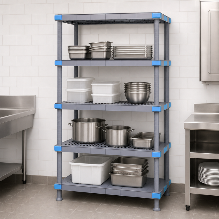 Product image #3 for Quantum Millenia 36 Inch W x 24 Inch D x 74 Inch H Stationary Polymer Shelving Starter Unit with 4 Shelves, Gray