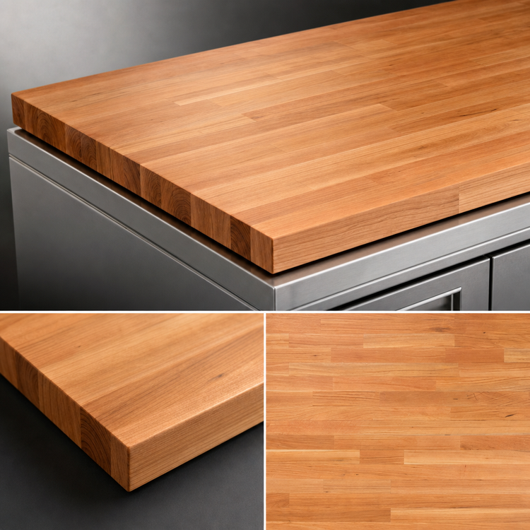 Product image #3 for John Boos Boos Block American Cherry Blended Edge Grain Kitchen Countertop, 96 in. x 38 in. x 1-1/2 in. Thick