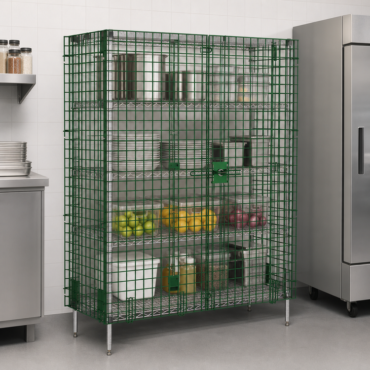 Product image #4 for Olympic Security Cage Enclosure Kit for 24" x 48" Shelving, Side-Hinged Door, Green-Guard Epoxy Finish
