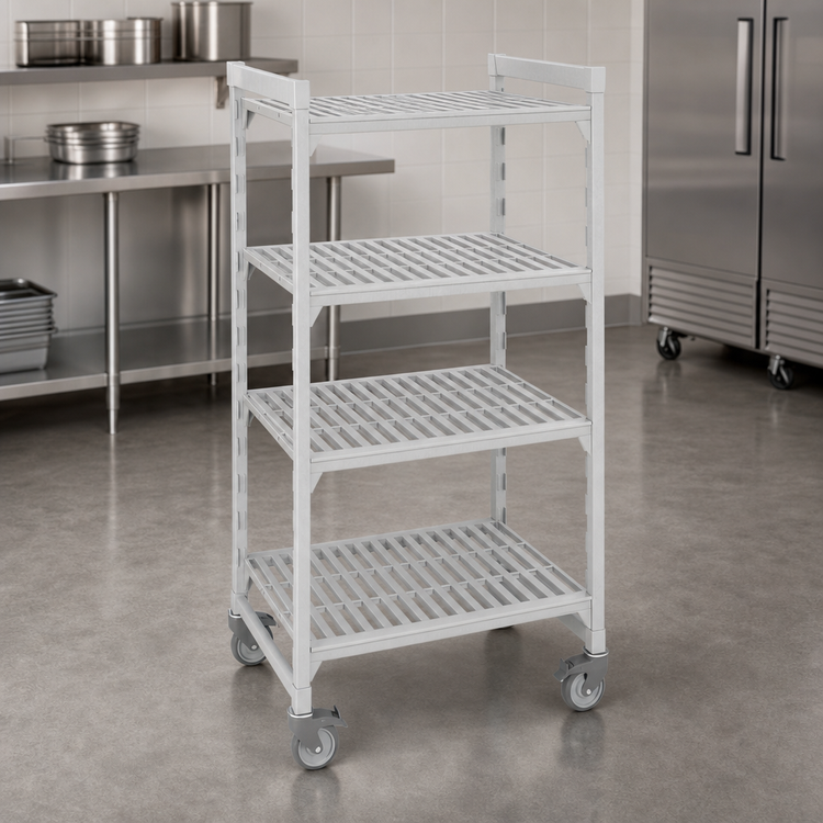 Product image #4 for Cambro Camshelving Premium High-Density Mobile Starter Unit, Solid, 4-Shelf, 24 x 60 x 75-1/4 Inches, Speckled Gray
