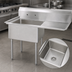 Thumbnail image #3 for BK Resources 1-Compartment 18-Gauge 304 Stainless Steel Sink with Right Drainboard, 9-Inch Backsplash, and Legs