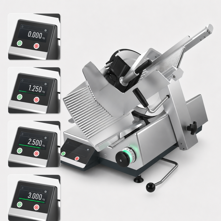 Product image #3 for Bizerba Heavy-Duty Illuminated Manual Gravity Feed Safety Slicer with Integrated Portion Scale, 13-Inch Blade