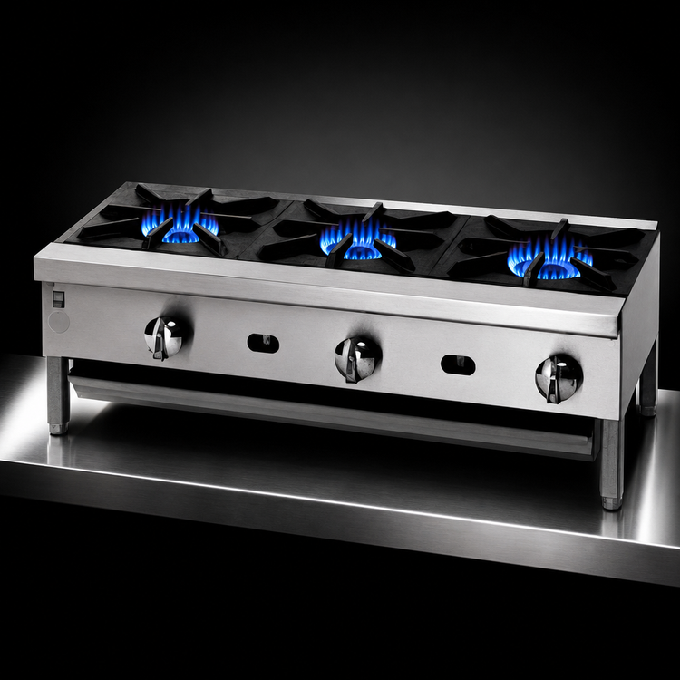 Product image #3 for Supreme JHP-424-F 24-Inch 4-Burner Gas Floor Model Open Burner Hot Plate