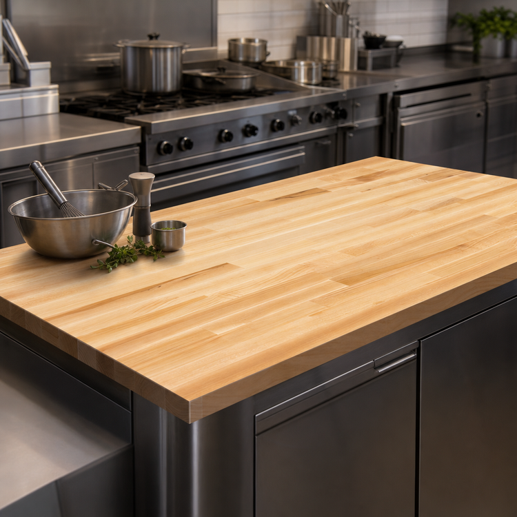 Product image #3 for John Boos Boos Block 60-Inch x 32-Inch Northern Hard Rock Maple Blended Edge Grain Kitchen Countertop, Varnique Finish