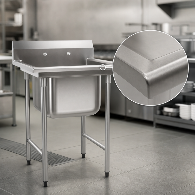 Product image #3 for Eagle Group 314 Series 54-1/2-Inch 1-Compartment Stainless Steel Sink with Left & Right Drainboards