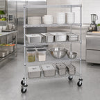 Thumbnail image #3 for Metro Super Erecta N456EBR 4-Shelf Wire Stem Caster Cart, Polyurethane Casters, Chrome-Plated, 48 x 21 x 69 Inches, 900 lb Capacity