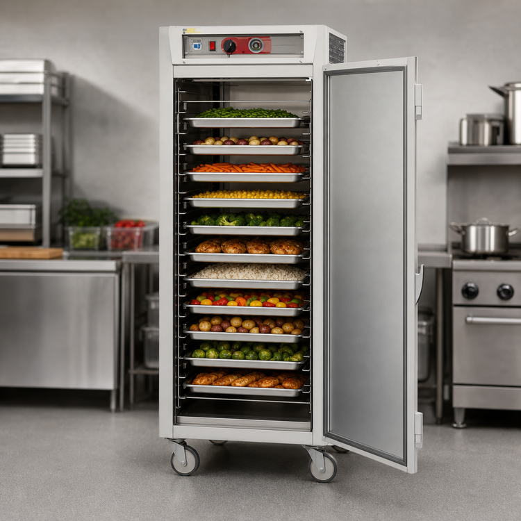 Product image #3 for Metro C5 6 Series Mobile Full-Height Pass-Through Heated Holding Cabinet with Combination Doors, 35 Full-Size 18" x 26" Pan Capacity, 120V