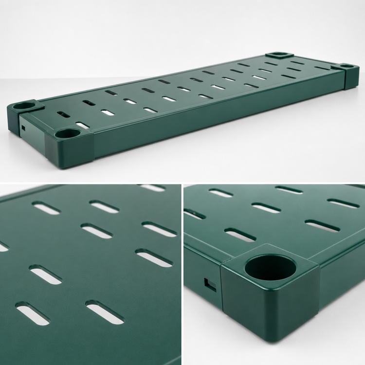 Product image #3 for Eagle Group Quik-Set 60 Inch x 24 Inch Louvered Solid Shelf, 14 Gauge Galvanized Steel, Green Epoxy Finish