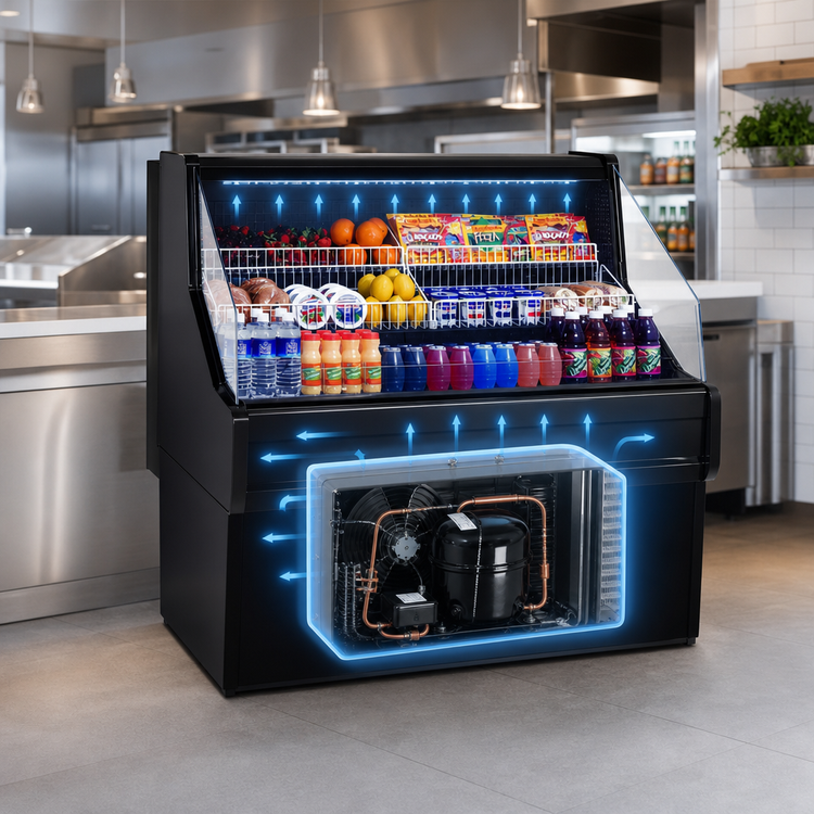 Product image #3 for Howard-McCray Ovation Series 63-Inch Black Self-Contained Open Merchandiser, 44-Inch High, LED Lighting