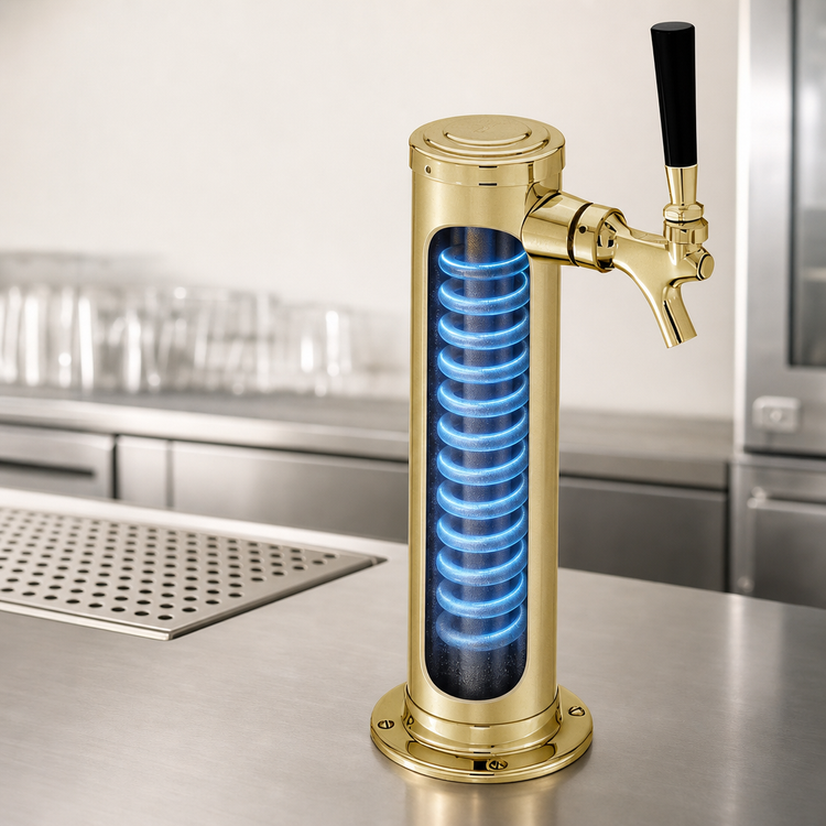 Product image #3 for Perlick Century 3-Inch O.D. Glycol-Cooled Countertop Draft Arm Beer Tower, 1 Faucet, Tarnish-Free Brass