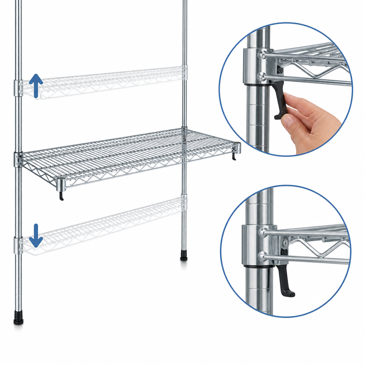 Product image #3 for Metro Super Erecta Super Adjustable Super Wide Wire Shelf, 60 x 36 Inches, Chrome Plated