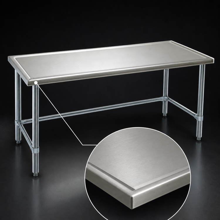 Product image #3 for Eagle Group Spec-Master Marine Series Stainless Steel Work Table, 60 x 30 Inch, 14-Gauge Top, Box Marine Edge, Galvanized Base