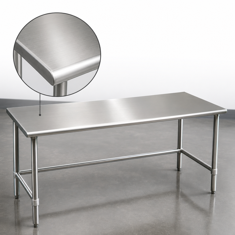 Product image #3 for Eagle Group Spec-Master 120-Inch x 24-Inch 14-Gauge Stainless Steel Work Table with Open Base