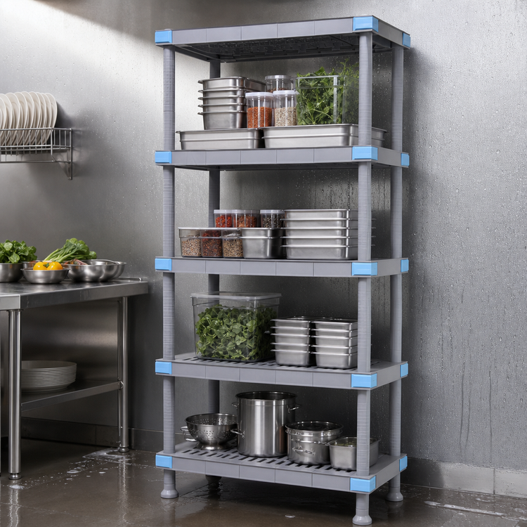 Product image #3 for Quantum Millenia 30"W x 18"D x 74"H Gray Polymer Stationary Starter Shelving Unit