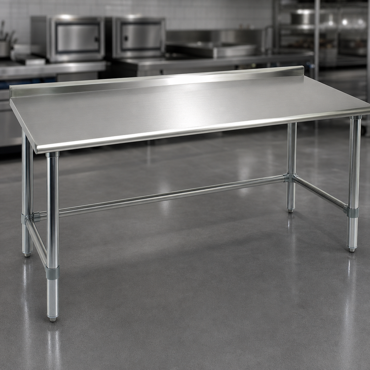 Product image #3 for Spec-Master 144-Inch x 30-Inch Stainless Steel Work Table with 1-1/2-Inch Rear Upturn and Galvanized Tubular Base