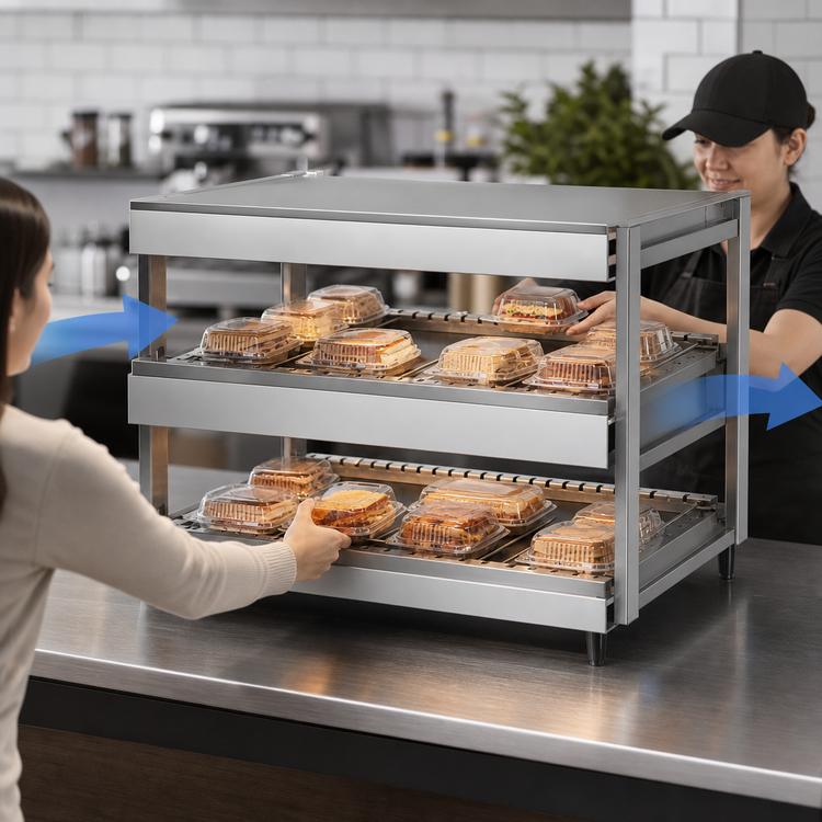 Product image #3 for Hatco Glo-Ray® GRSDH-60D 60-Inch Countertop Dual Shelf Pass-Thru Merchandising Warmer
