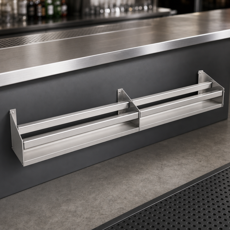 Product image #3 for Glastender 73-Inch Double Stainless Steel Underbar Speed Rail with Open Step-and-Rail Design