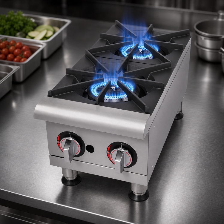Product image #3 for Workline GHP-2S 2-Burner Gas Countertop Hotplate, 44,000 BTU, Stainless Steel Front