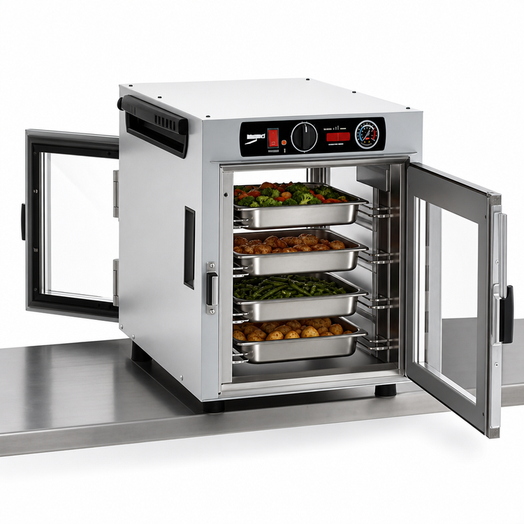Product image #4 for Metro HotBlox Narrow 4-Pan Pass-Thru Insulated Holding Cabinet, Clear Front and Rear Doors, Countertop/Stacking
