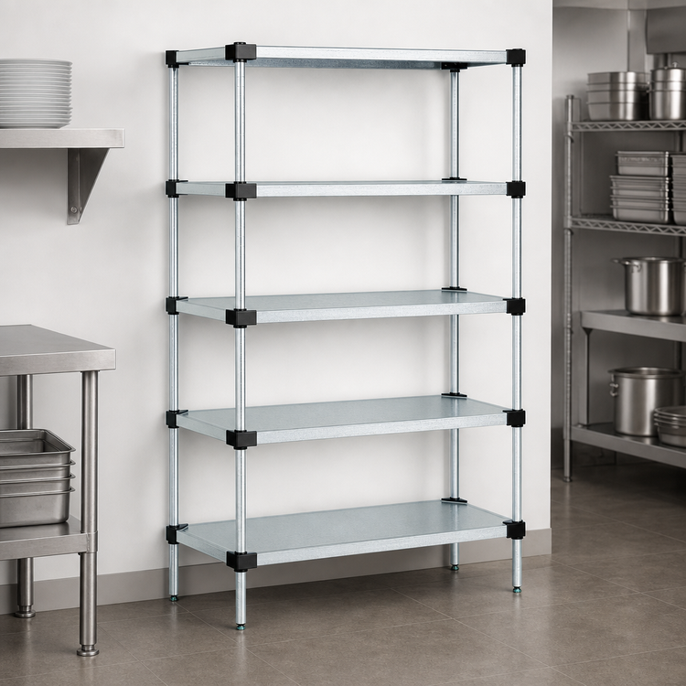 Product image #3 for Quantum Stationary Solid Shelving Starter Kit with 5 Solid Shelves, 60W x 21D x 74H