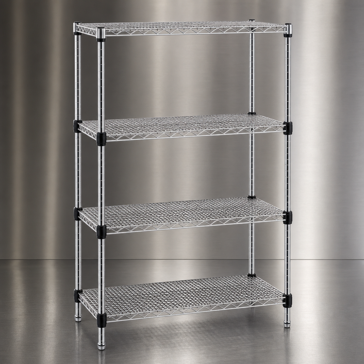 Product image #3 for Add-A-Shelf 4-Tier Stationary Chrome Wire Shelving Starter Unit, 36W x 24D x 63H