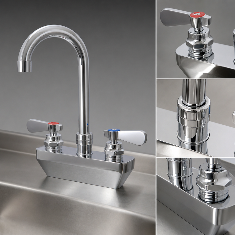 Product image #3 for OptiFlow BKF-4SM2-8G-G 4-inch Splash-Mount Shallow Solid Body Faucet with 8.5-inch Gooseneck, Chrome