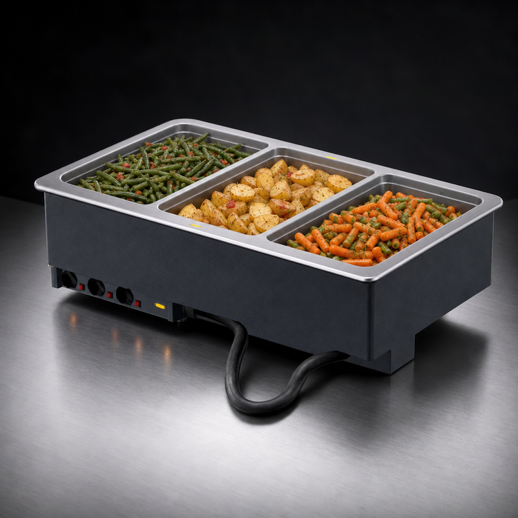 Product image #3 for Vollrath Three-Well Drop-In Electric Hot Food Well Module for 12 x 20 Pans with Infinite Controls, 240V