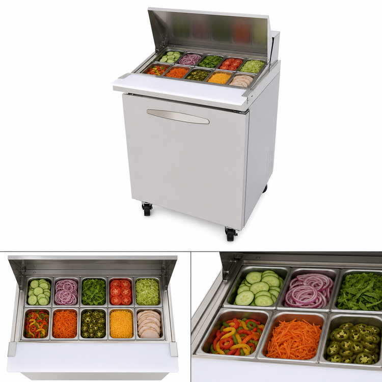 Product image #3 for Kool-It Signature KSTM-27-1 Mega Top Sandwich / Salad Prep Table Refrigerator, 1 Section, 27-1/2 Inch, 7 Cu. Ft.