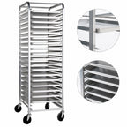 Thumbnail image #3 for Klinger's Trading PANRACK20 Mobile Aluminum Sheet Pan Rack, End Loading, 20-Pan Capacity, Open Sides, 3-Inch Centers