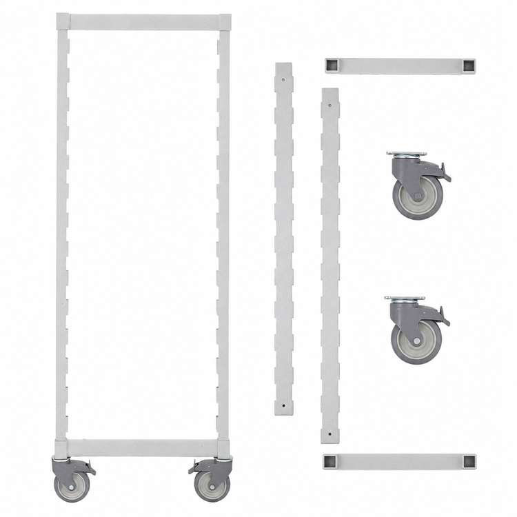Product image #4 for Cambro Camshelving Premium Series Mobile Post Kit with Locking Swivel Casters, 18 Inch W x 35-1/4 Inch H, Speckled Gray