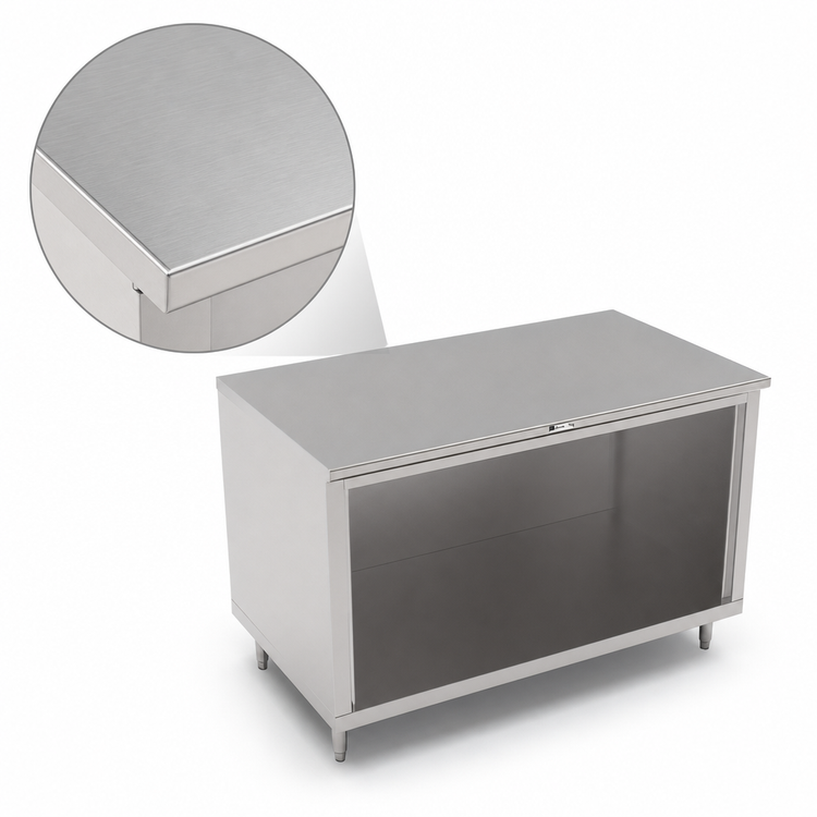 Product image #3 for John Boos 60" x 36" Stainless Steel Open Front Cabinet Base Work Table with Flat Top and Safety Edge