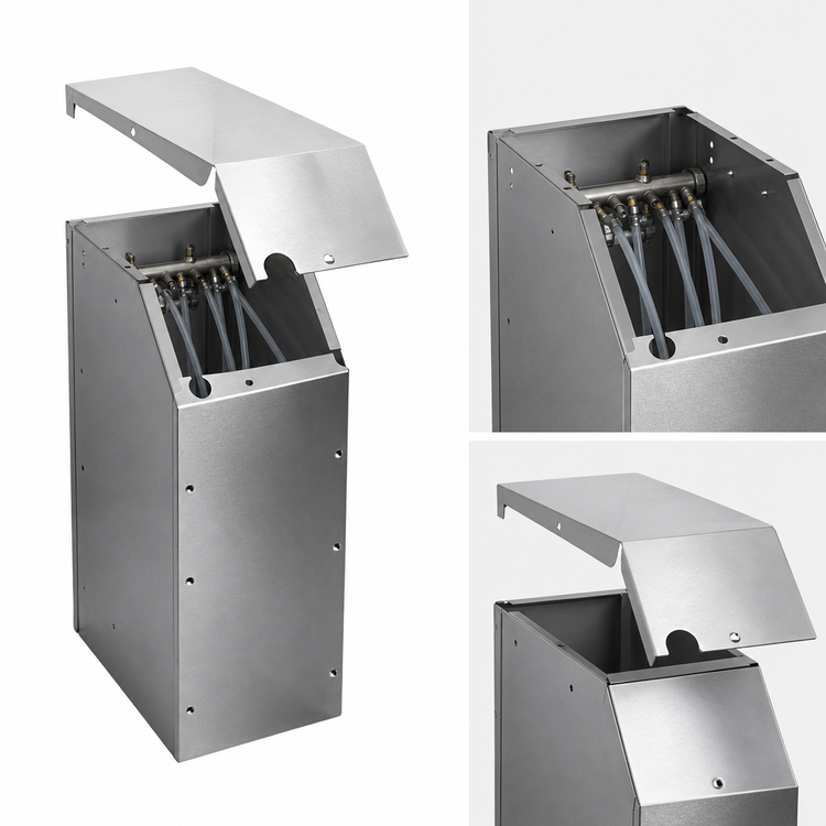 Product image #3 for Choice 6-Inch Wide Stainless Steel Soda Manifold Housing for Underbar Beverage Stations
