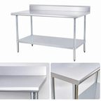 Thumbnail image #3 for Sapphire Manufacturing SMTB-3060G 60-Inch Stainless Steel Work Table with 5-Inch Backsplash and Adjustable Undershelf