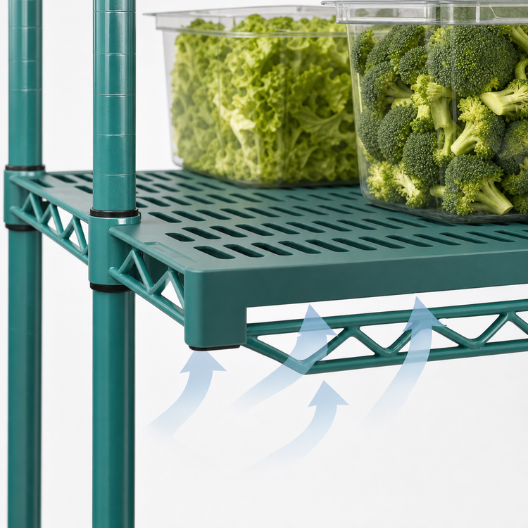 Product image #3 for QuadPlus 60-Inch x 21-Inch Green Polymer Louvered Shelf Mat with Wire Quad-Adjust Frame and MICROGARD Antimicrobial Protection