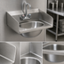 Thumbnail image #3 for Eagle Group Wall-Mount 304 Stainless Steel Hand Sink with Gooseneck Faucet, Basket Drain, and Side Splashes